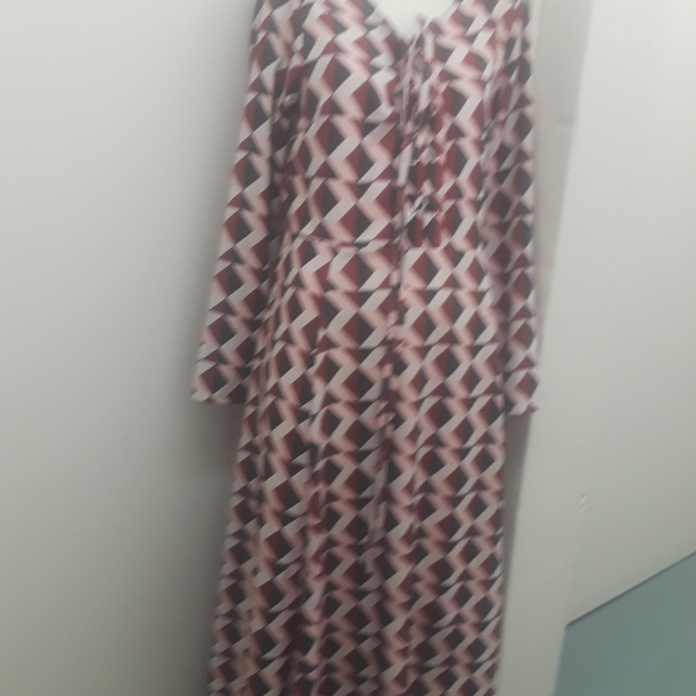 HDY Haoduoyi Women PiNK RED Geometric print Midi Dress XXL - Picture 7 of 13